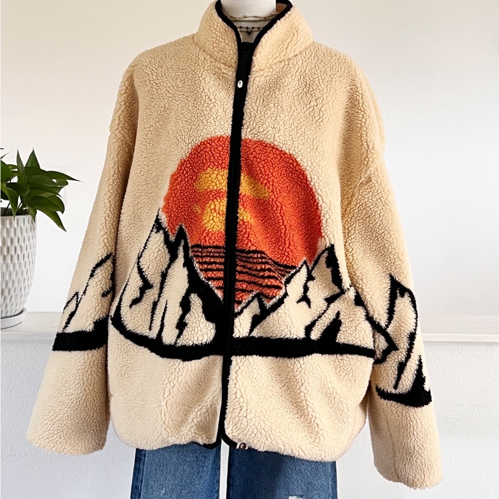 BAPE Bathing Ape fleece mountain jacket size XXl